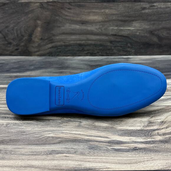 NIB Franco Sarto 7.5M Farah Blue Suede Chain Loafer Flats - Picture 10 of 13